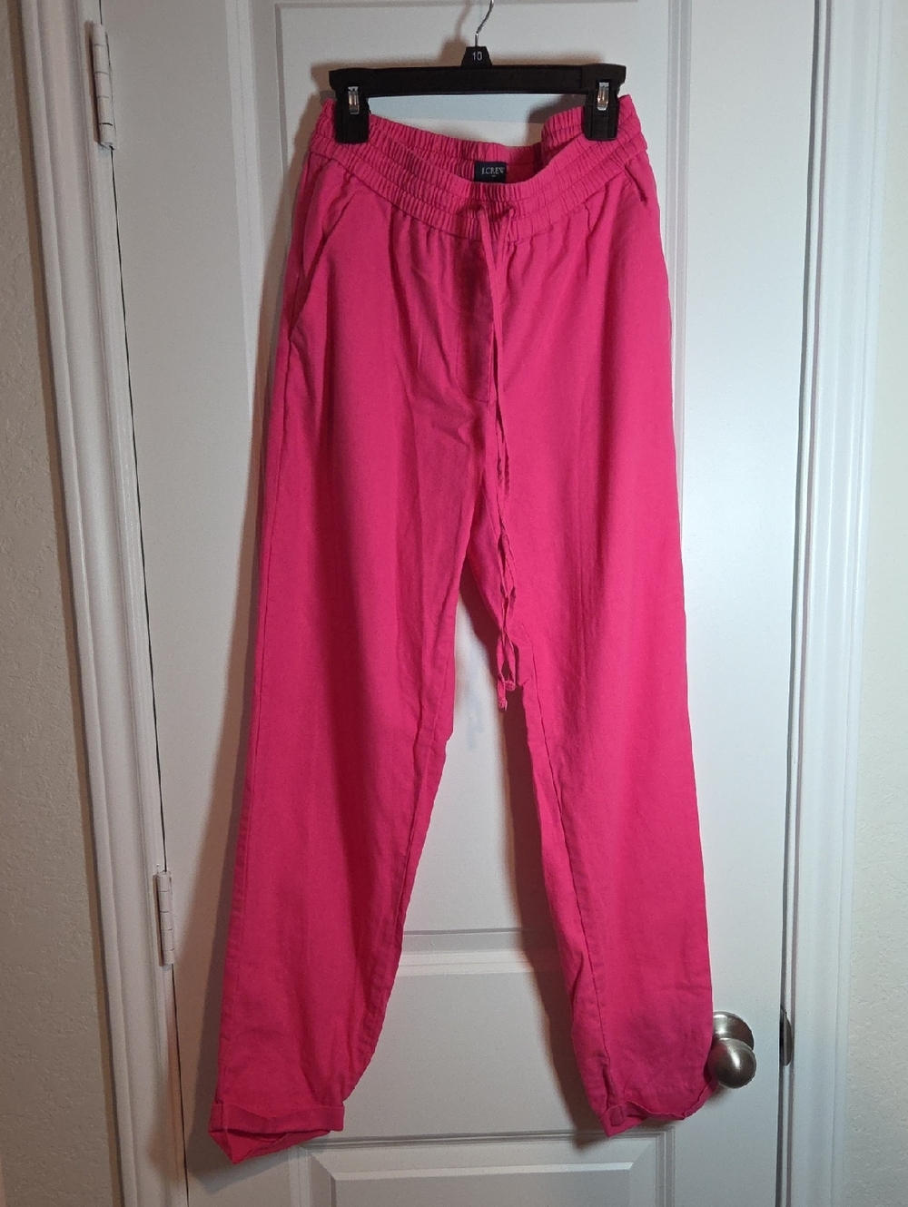 J. Crew Factory Bright Pink Drawstring Linen Blend Pants Size 2